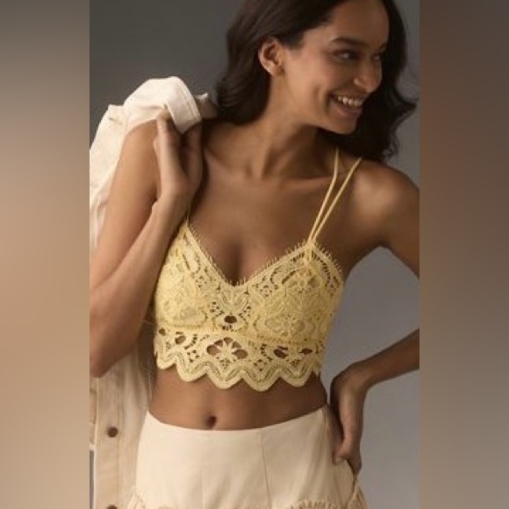 Anthropologie Vivette Yellow Lace Bra top